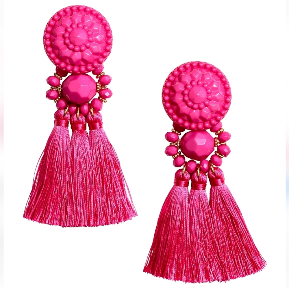 Barbie Pink Tassel Earrings